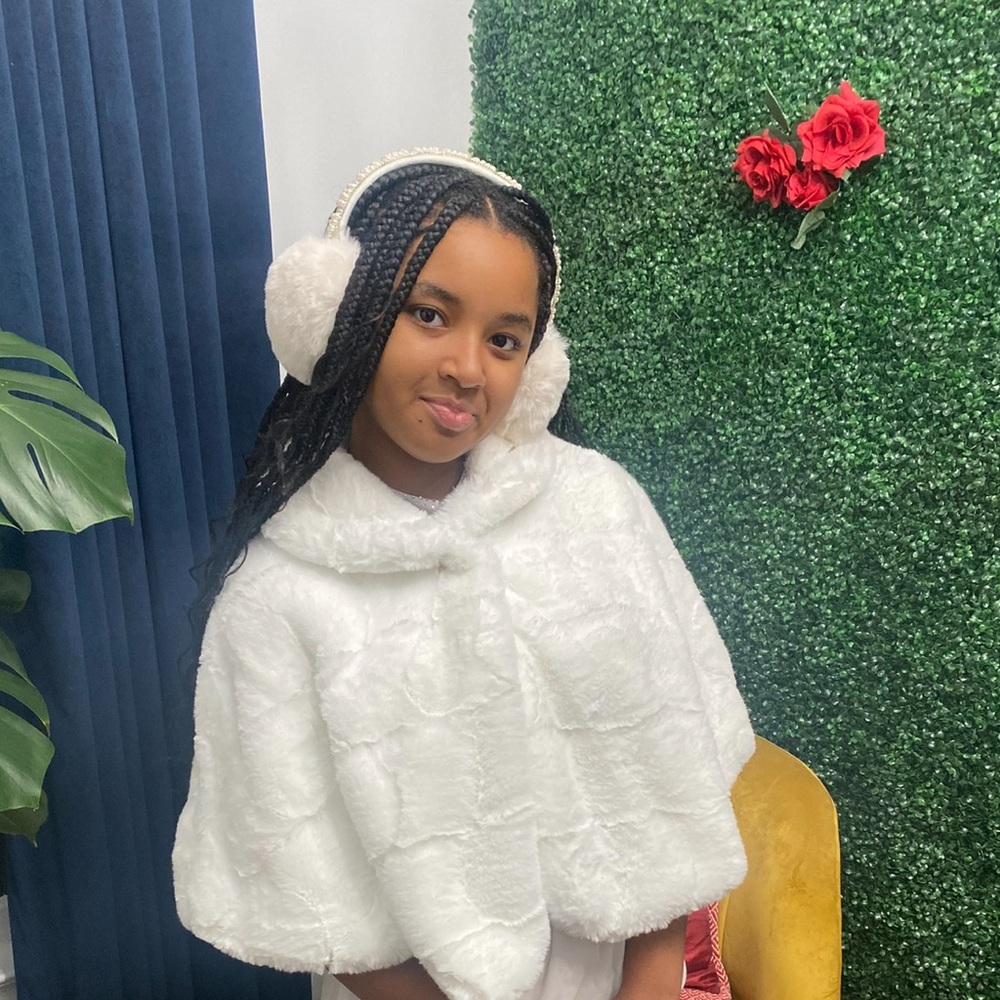 White Faux Fur Cape